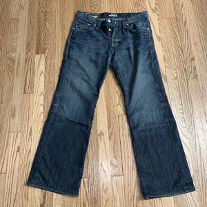 Men's Rock & Republic Jeans 34x30 Boot Cut Dark Wash Whiskered Pockets VGC